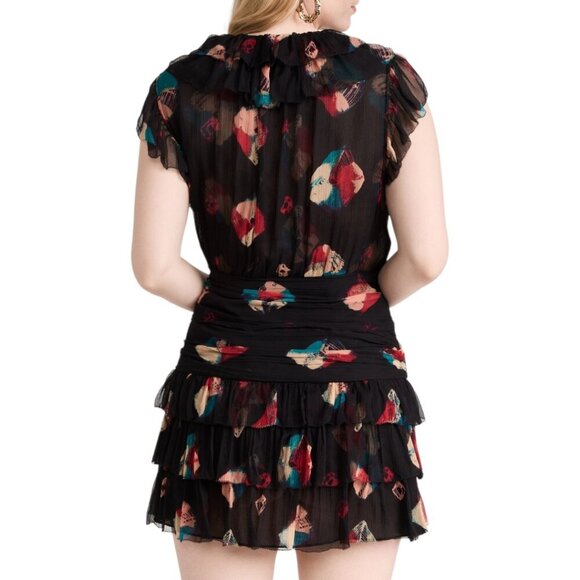 Ulla Johnson Zina Nocturne Ruffle Shibori Silk Crinkle Chiffon Mini Dress 2 - Picture 4 of 14